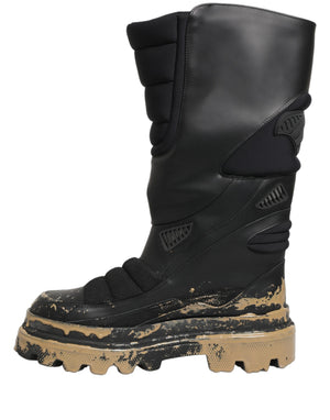Dolce & Gabbana Schwarze Leder Biker Stiefel Knöchelhoch Herren Schuhe