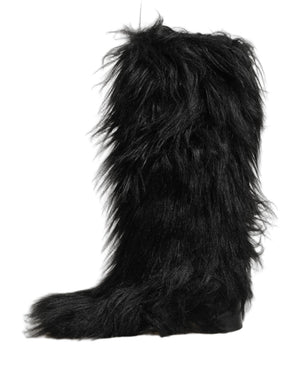 Dolce & Gabbana Schwarze Stiefel aus Kunstpelz, mittellang, für den Winter