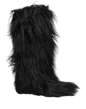 Dolce & Gabbana Schwarze Stiefel aus Kunstpelz, mittellang, für den Winter