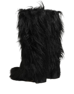 Dolce & Gabbana Schwarze Stiefel aus Kunstpelz, mittellang, für den Winter