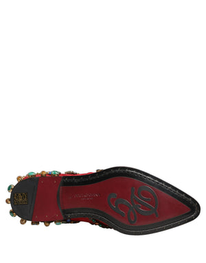 Rote Ankle Boots mit Kristallbesatz von Dolce & Gabbana