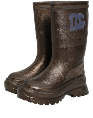 Dolce & Gabbana Herren-Gummistiefel aus Bronze-PVC zum Reinschlüpfen