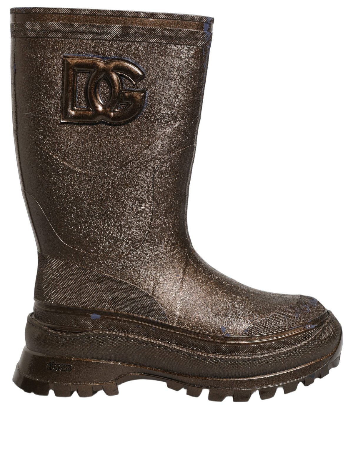 Dolce & Gabbana Herren-Gummistiefel aus Bronze-PVC zum Reinschlüpfen
