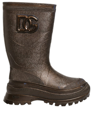 Dolce & Gabbana Herren-Gummistiefel aus Bronze-PVC zum Reinschlüpfen