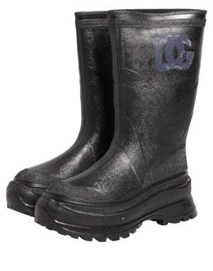 Dolce & Gabbana Schwarze PVC Gummistiefel Herren Schuhe