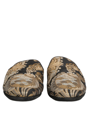 Dolce & Gabbana Schwarze Blumen-Jacquard-Sandalen für Herren