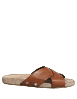 Dolce & Gabbana Braune Kalbsleder Pantoletten Sandalen