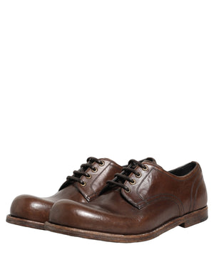 Dolce & Gabbana Braune Leder Derby Schnürschuhe für Herren