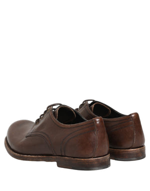 Dolce & Gabbana Braune Leder Derby Schnürschuhe für Herren