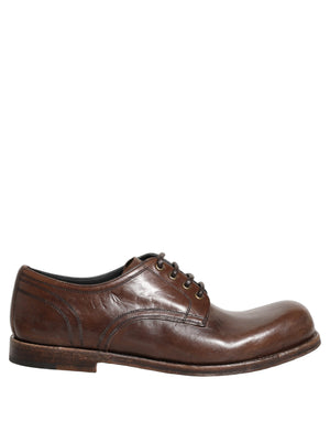Dolce & Gabbana Braune Leder Derby Schnürschuhe für Herren