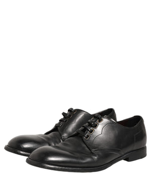 Dolce & Gabbana Schwarze Leder Derby Schnürschuhe für Herren