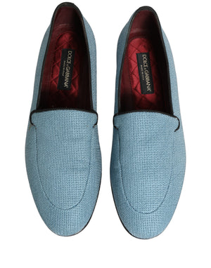 Dolce & Gabbana Blaue Herren-Slipper aus gewebtem Leder