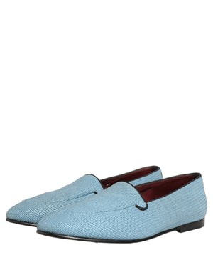 Dolce & Gabbana Blaue Herren-Slipper aus gewebtem Leder