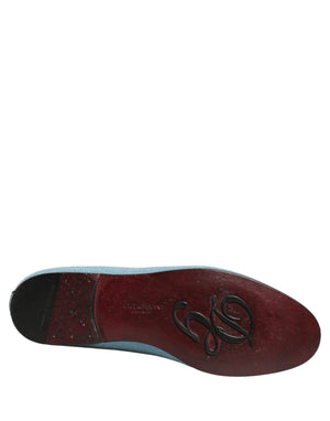Dolce & Gabbana Blaue Herren-Slipper aus gewebtem Leder