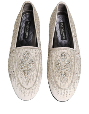Dolce & Gabbana Weiße Satin-Loafer mit Verzierungen