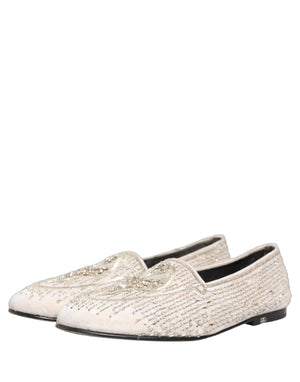 Dolce & Gabbana Weiße Satin-Loafer mit Verzierungen