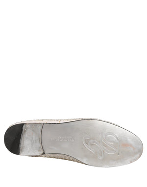 Dolce & Gabbana Weiße Satin-Loafer mit Verzierungen