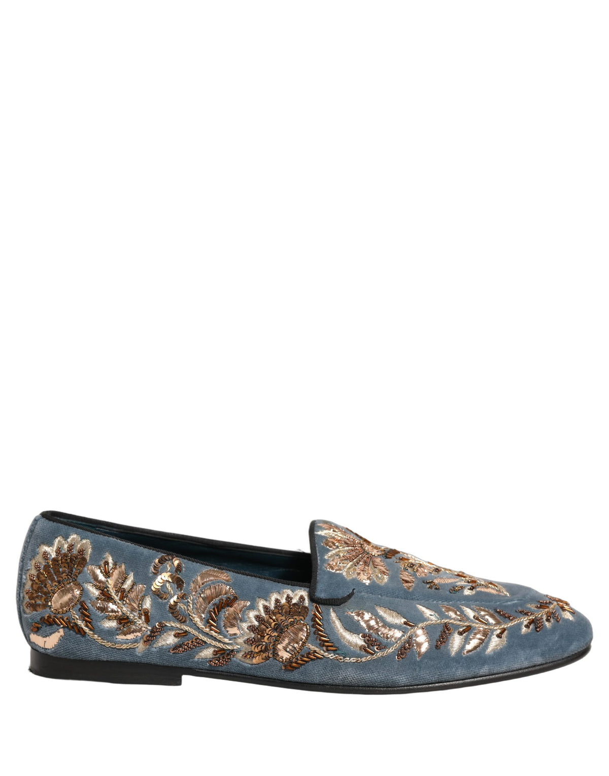 Dolce & Gabbana Blaue Samt-Loafer mit Verzierungen