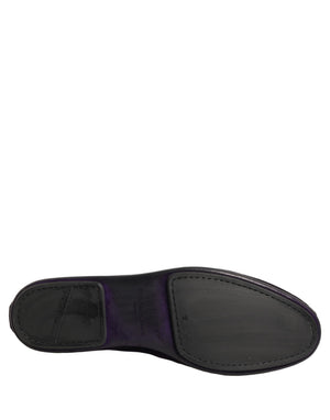 Dolce & Gabbana Lila Samt Loafer mit Kronenstickerei