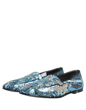 Dolce & Gabbana Multicolor bestickte Loafer mit Pailletten