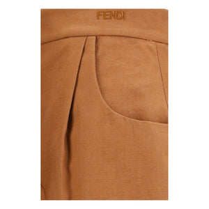 Fendi Braune Leinenhose im Casual-Look