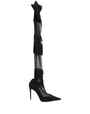 Dolce & Gabbana Schwarze Overknee-Socken-Pumps-Stiefel