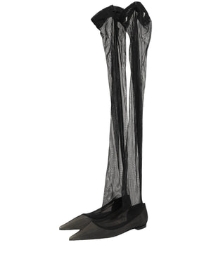 Dolce & Gabbana Schwarze Overknee-Stiefel aus Tüll