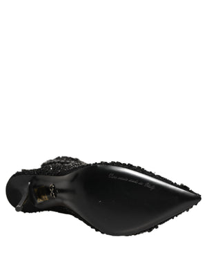 Dolce & Gabbana Schwarze Ankle Boots aus Mesh mit Verzierungen