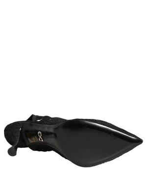 Dolce & Gabbana Schwarze Slingback-Pumps mit Spitze aus Spitze