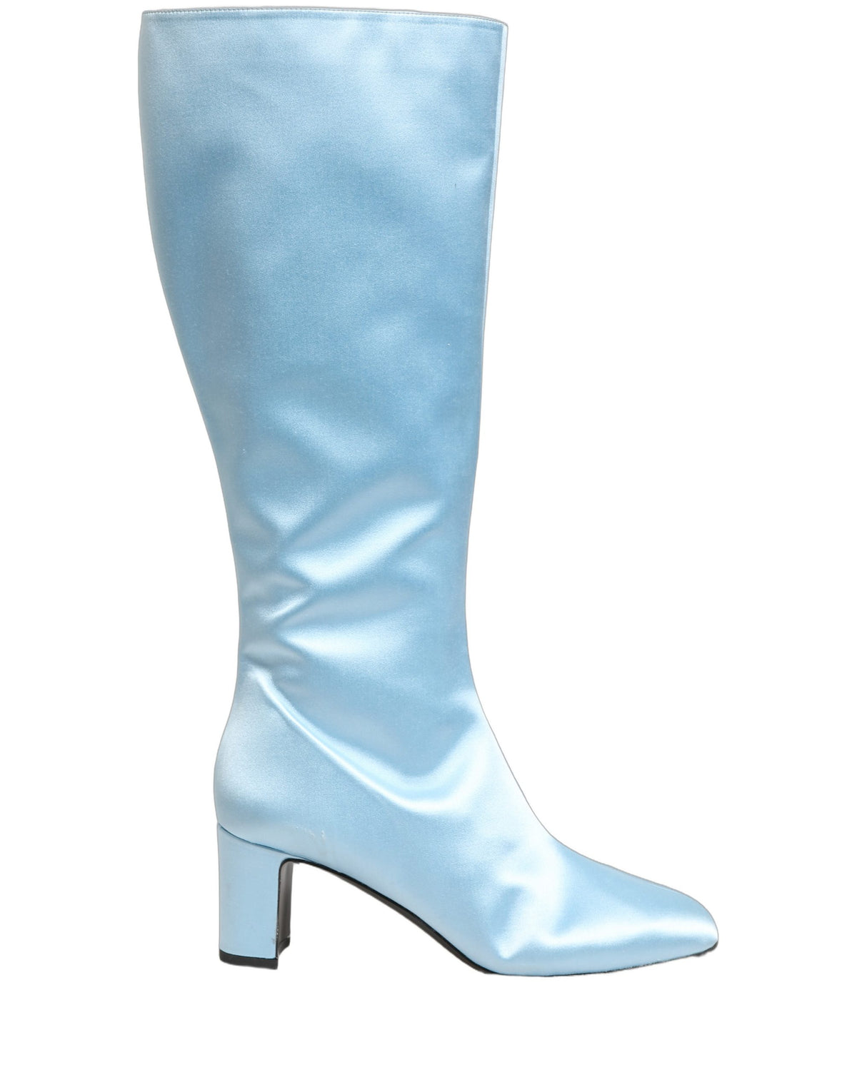 Dolce & Gabbana Hellblaue Satin-Stiefel bis zum Knie
