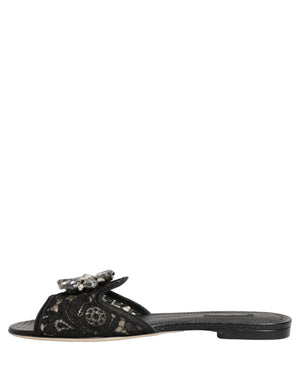 Dolce & Gabbana Schwarze Devotion Spitze Ballerinas zum Hineinschlüpfen