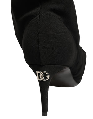 Dolce & Gabbana Schwarze Socken-Stiefel mit Absatz, Knöchelhoch