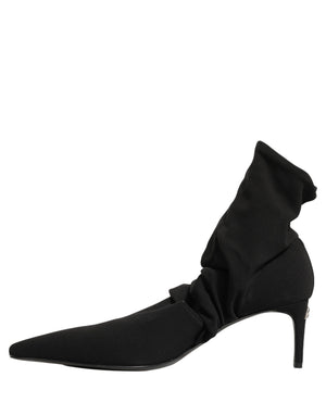 Dolce & Gabbana Schwarze Socken-Stiefel mit Absatz, Knöchelhoch