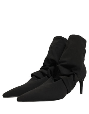 Dolce & Gabbana Schwarze Socken-Stiefel mit Absatz, Knöchelhoch
