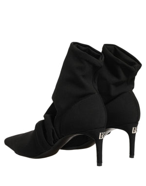 Dolce & Gabbana Schwarze Socken-Stiefel mit Absatz, Knöchelhoch