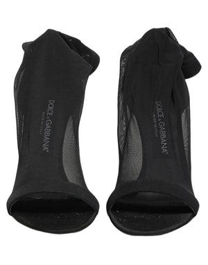 Dolce & Gabbana Schwarz Nylon Mesh Socke Stil Stiefel Schuhe