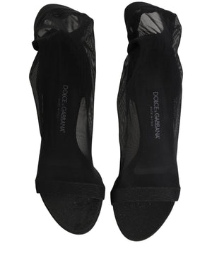 Dolce & Gabbana Schwarz Nylon Mesh Socke Stil Stiefel Schuhe