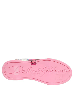 Dolce & Gabbana Weiße Pink Portofino Royal Pig Sneaker Schuhe