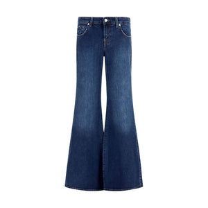 7FOR Blaue Baumwoll-Jeans mit ausgestelltem Bein