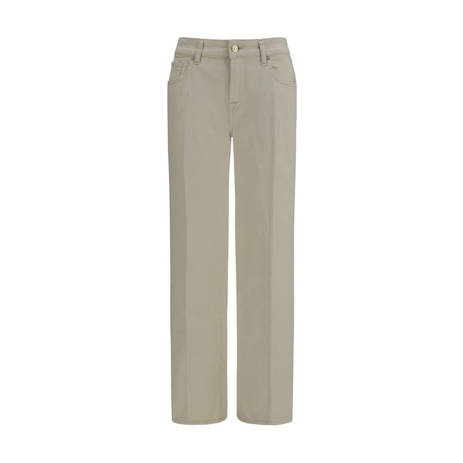 7FOR Beige Cotton Straight-Leg Jeans