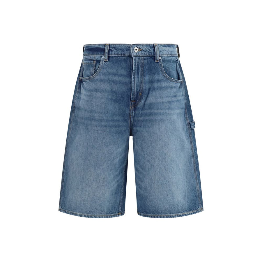 7FOR Blaue Baumwoll-Bermudashorts