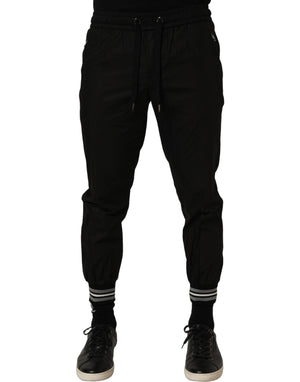Dolce & Gabbana Schwarze Baumwoll-Jogger-Sweatpants mit mittlerer Taille