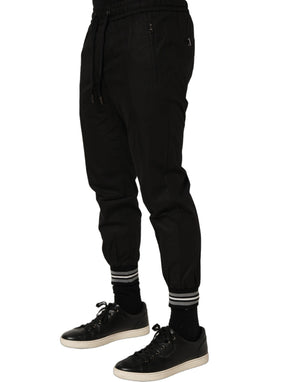 Dolce & Gabbana Schwarze Baumwoll-Jogger-Sweatpants mit mittlerer Taille