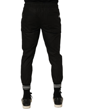 Dolce & Gabbana Schwarze Baumwoll-Jogger-Sweatpants mit mittlerer Taille