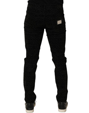 Dolce & Gabbana Schwarze Slim Fit Jeans aus Baumwolle mit Logo-Monogramm