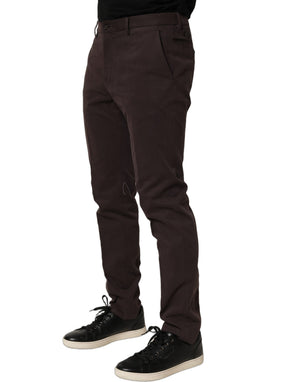 Dolce & Gabbana Braune Baumwoll-Röhrenhose im Skinny-Fit