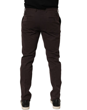 Dolce & Gabbana Braune Baumwoll-Röhrenhose im Skinny-Fit