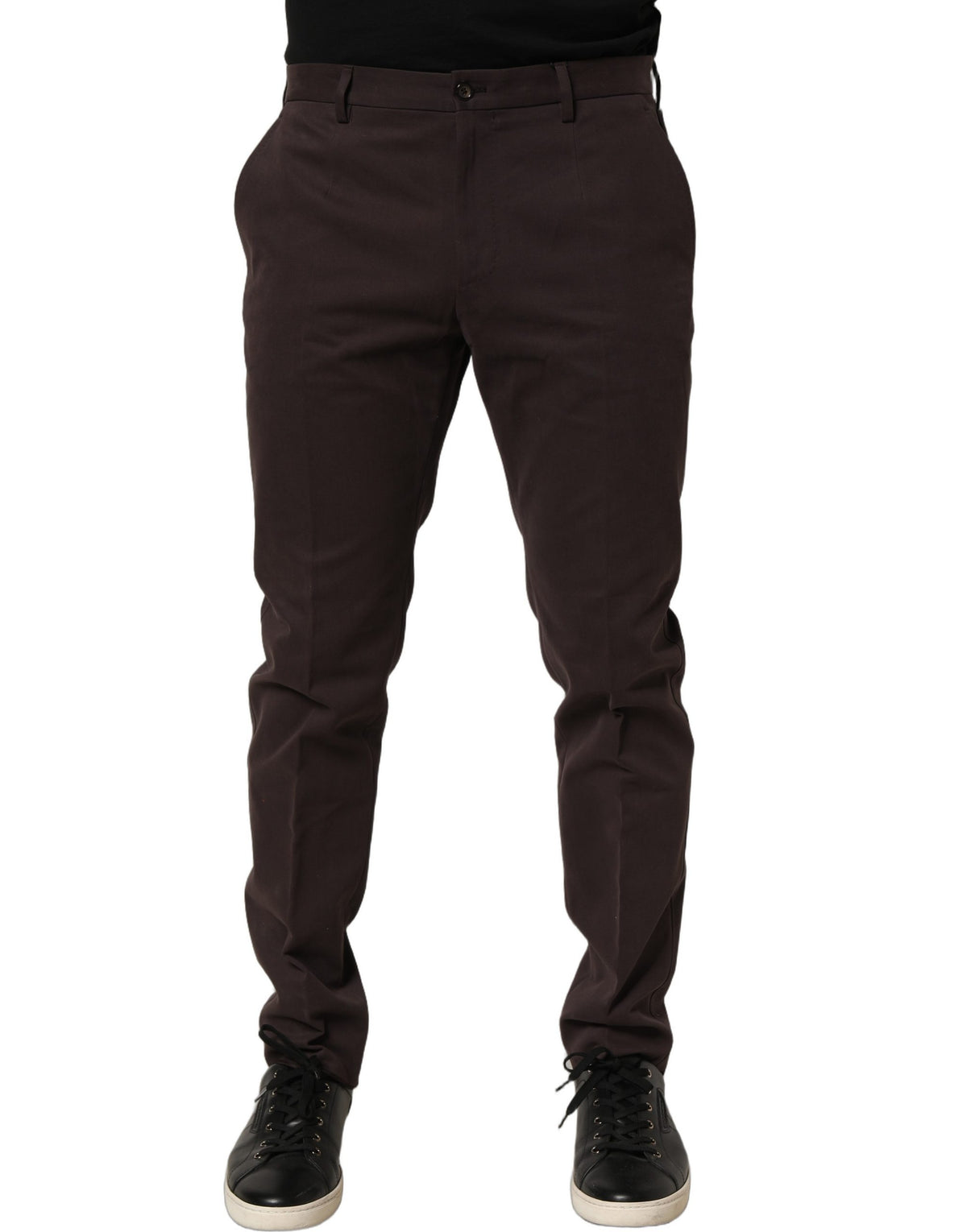 Dolce & Gabbana Braune Baumwoll-Röhrenhose im Skinny-Fit
