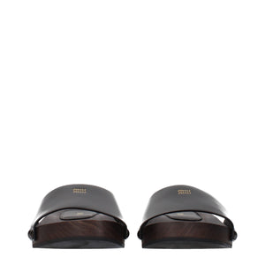 Miu Miu Schwarze Leder-Slipper
