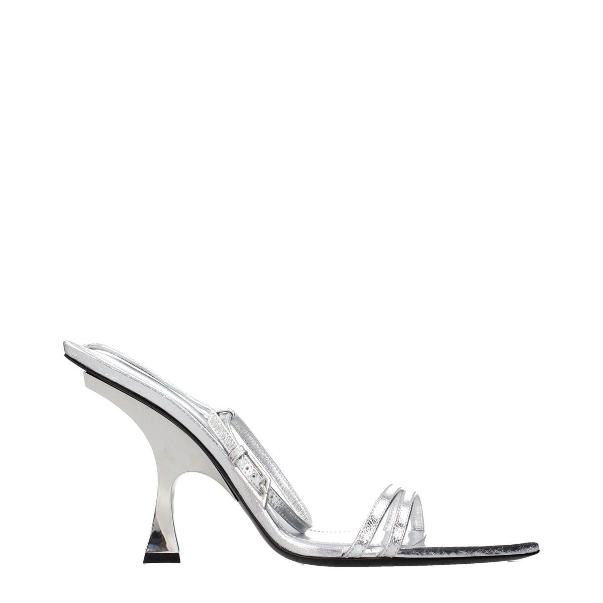 The Attico Graue Sandalen mit Stiletto-Absatz aus Leder